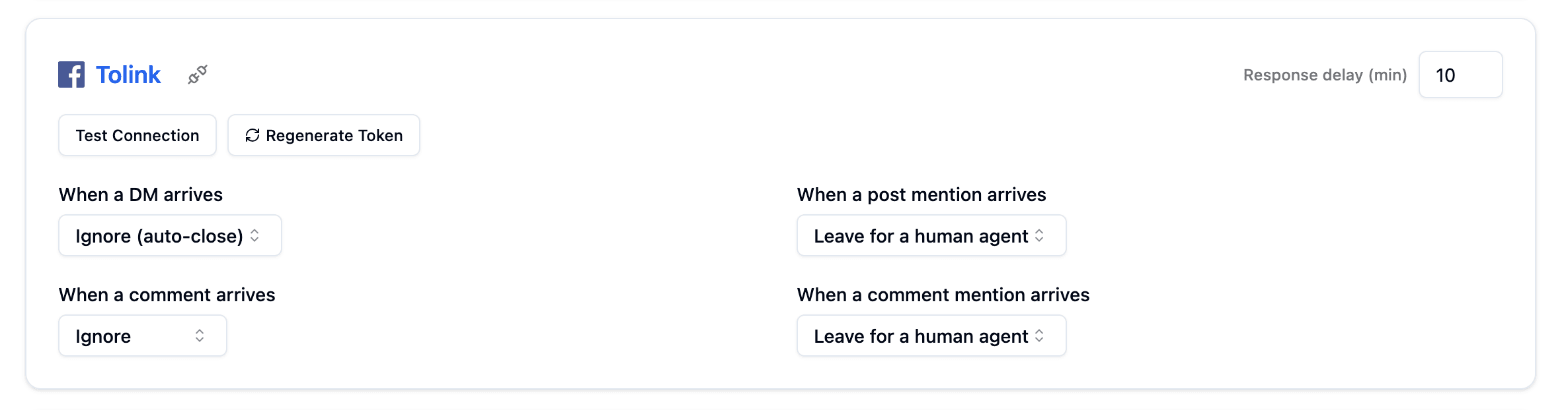 Connected page with per-engagement settings